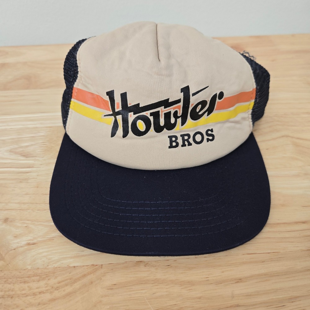 Modern Howler Bros Trucker Hat Stripes 2020s Beige Navy‎ Camp Dad Mesh Snapback